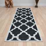 Black and white greek key rug